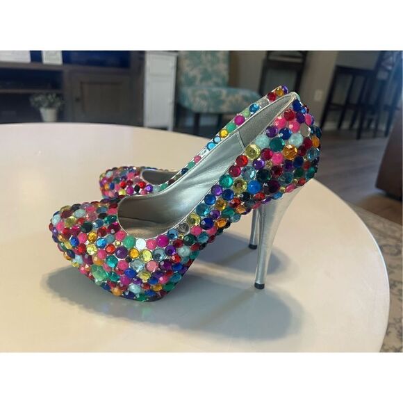 Haus of Price Women’s Size 7.5 Dazie Stilettos Multicolor Bling Designer Heels - Picture 7 of 16